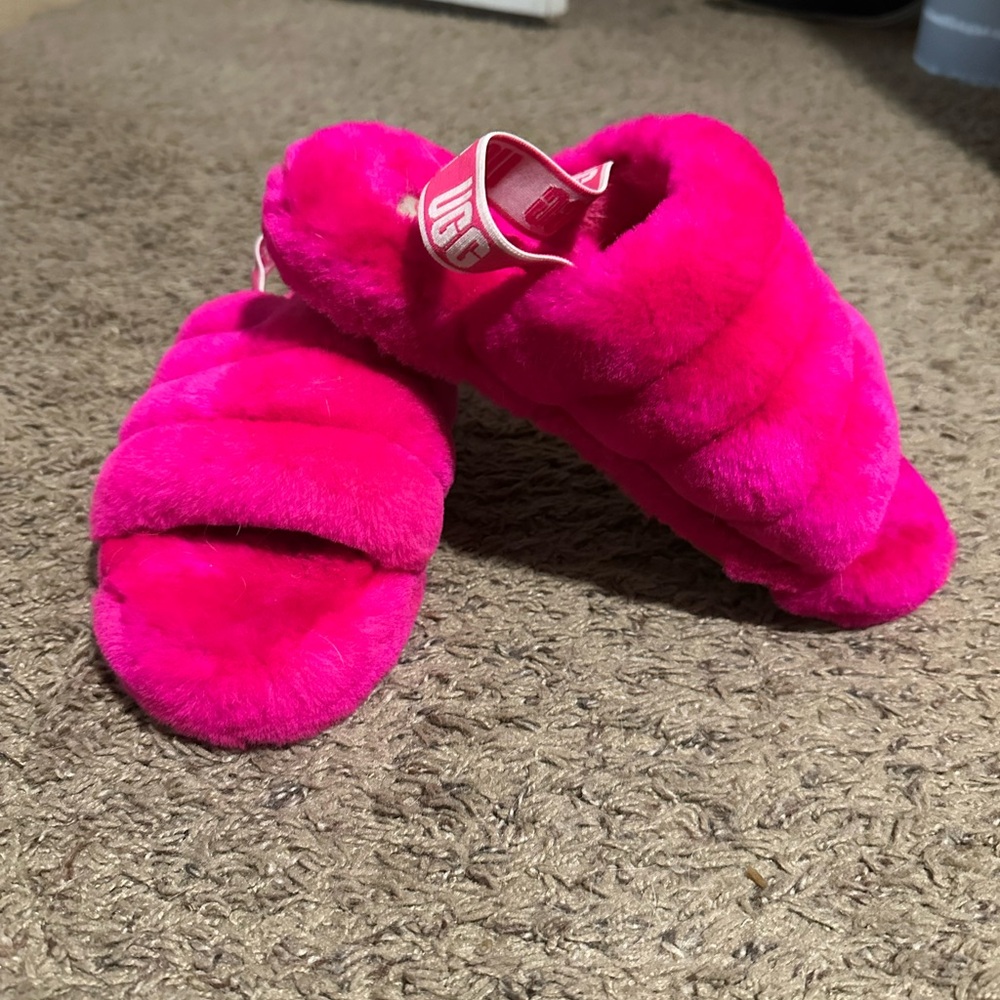 UGG Pink Fluffy Slippers